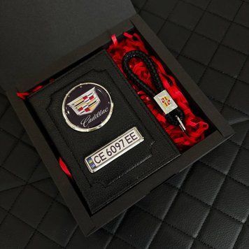 Подарунковий набір CADILLAC Обкладинка для документів + шкіряний брелок