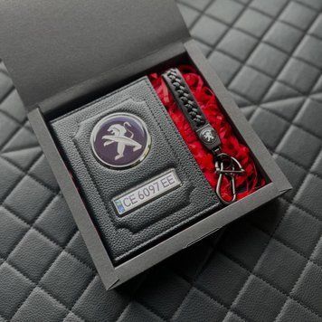 Подарунковий набір PEUGEOT Обкладинка для документів + шкіряний брелок