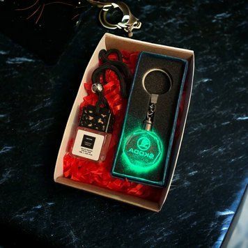 Подарунковий набір SKODA Led брелок + автопарфюм