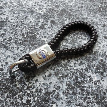 Кожаный брелок с логотипом VOLVO цвет Черный