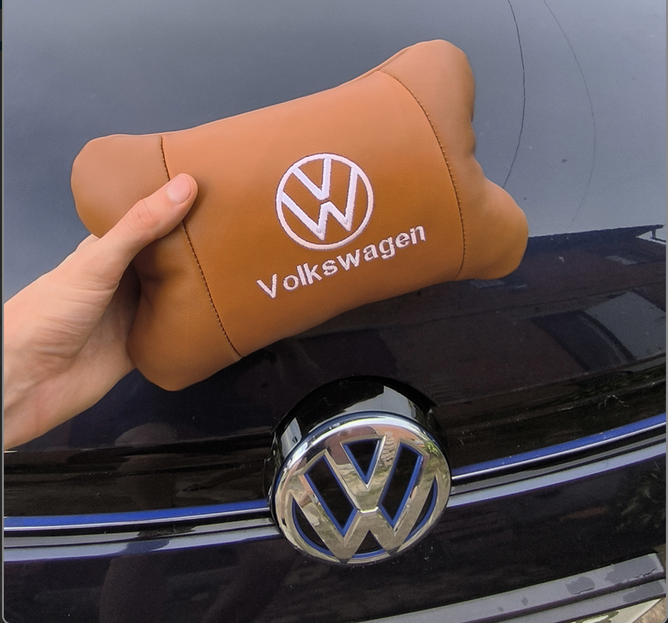 Комплект автоподушок 2шт з натуральної коричневої шкіри для VOLKSWAGEN