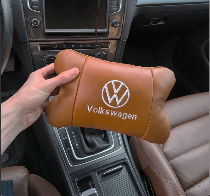 Комплект автоподушок 2шт з натуральної коричневої шкіри для VOLKSWAGEN
