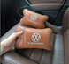 Комплект автоподушок 2шт з натуральної коричневої шкіри для VOLKSWAGEN