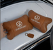Комплект автоподушок 2шт з натуральної коричневої шкіри для VOLKSWAGEN