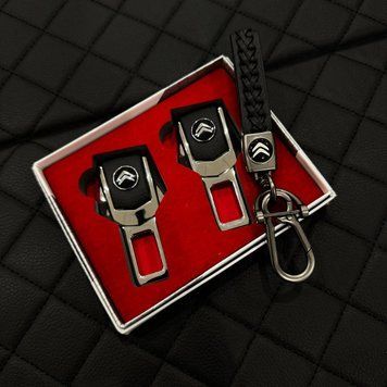 Подарунковий набір CITROEN заглушки ременів безпеки + шкіряний брелок для ключів
