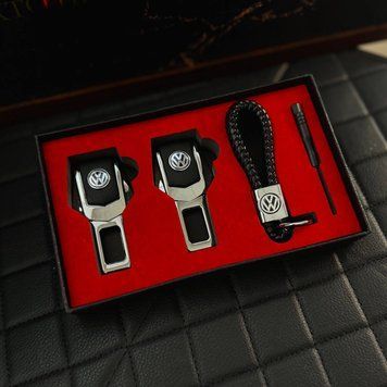 Подарочный набор VOLKSWAGEN заглушки ремней безопасности + кожаный брелок для ключей