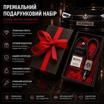 Подарунковий набір Volkswagen Шкіряний брелок + автопарфюм