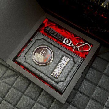 Подарунковий набір AUDI Обкладинка для документів + шкіряний брелок