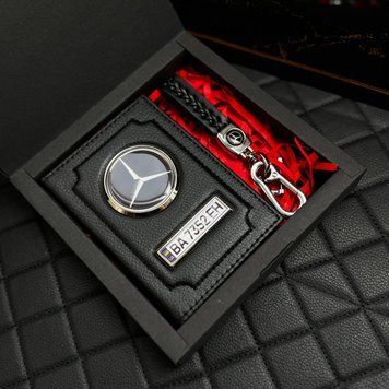 Подарунковий набір MERCEDES Обкладинка для документів + шкіряний брелок