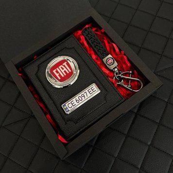 Подарунковий набір FIAT Обкладинка для документів + шкіряний брелок