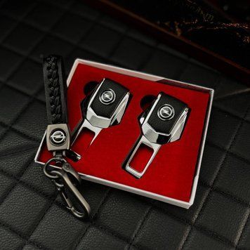 Подарочный набор OPEL заглушки ремней безопасности + кожаный брелок для ключей