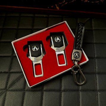 Подарунковий набір ACURA заглушки ременів безпеки + шкіряний брелок для ключів