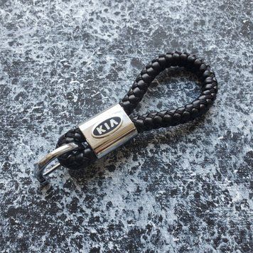 Шкіряний брелок з логотипом KIA колір Чорний