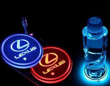 Подсветка подстаканника с логотипом автомобиля LEXUS 2шт