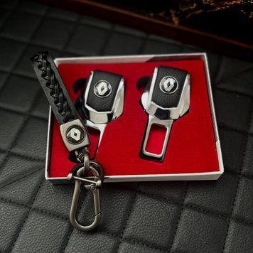 Подарочный набор RENAULT заглушки ремней безопасности + кожаный брелок для ключей