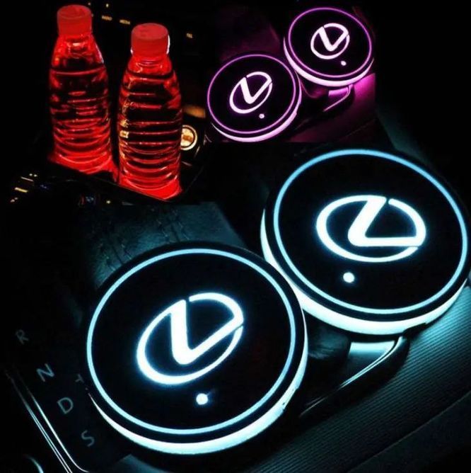 Подсветка подстаканника с логотипом автомобиля LEXUS 2шт