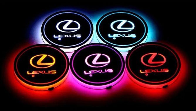 Подсветка подстаканника с логотипом автомобиля LEXUS 2шт