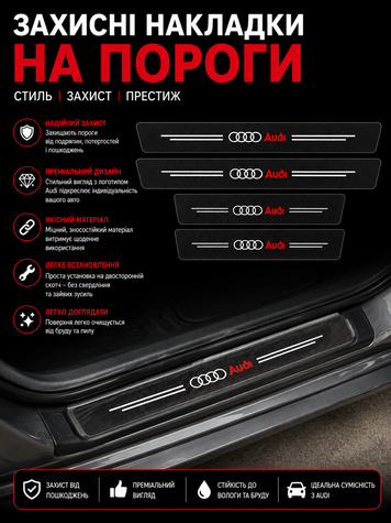 Захисна плівка накладка на пороги для Audi Чорний Карбон 4 шт