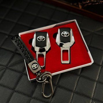 Подарунковий набір TOYOTA заглушки ременів безпеки + шкіряний брелок для ключів