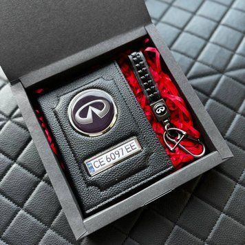 Подарунковий набір INFINITI Обкладинка для документів + шкіряний брелок