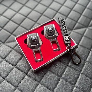 Подарочный набор MITSUBISHI заглушки ремней безопасности + кожаный брелок для ключей