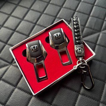Подарунковий набір HONDA заглушки ременів безпеки + шкіряний брелок для ключів