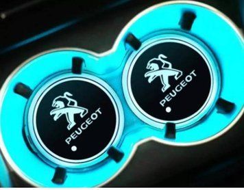 Подсветка подстаканника с логотипом автомобиля PEUGEOT