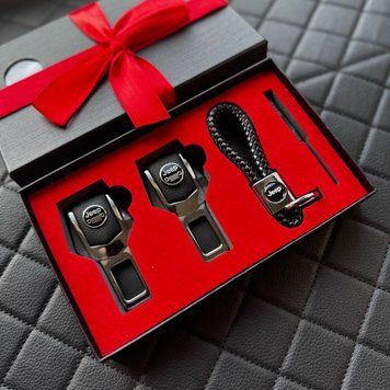 Подарунковий набір JEEP заглушки ременів безпеки + шкіряний брелок для ключів