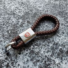 Шкіряний брелок з логотипом FIAT колір Шоколадний