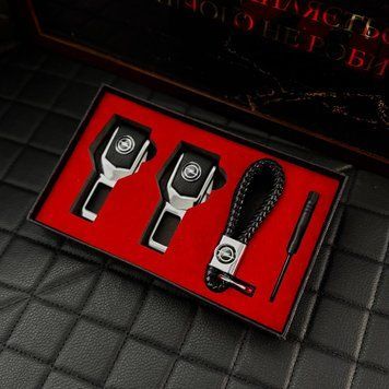 Подарочный набор OPEL заглушки ремней безопасности + кожаный брелок для ключей