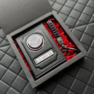 Подарунковий набір MAZDA Обкладинка для документів + шкіряний брелок