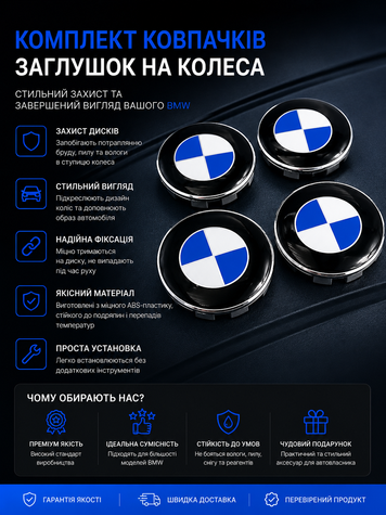 Комплект ковпачків (заглушок) в литі диски BMW (БМВ) 68 мм Класик (36 13 6 783 536) - комплект 4 штуки