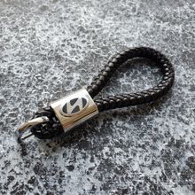 Кожаный брелок с логотипом HYUNDAI цвет Черный