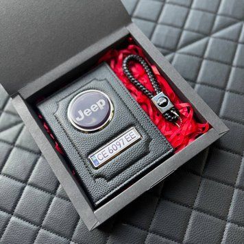 Подарунковий набір JEEP Обкладинка для документів + шкіряний брелок