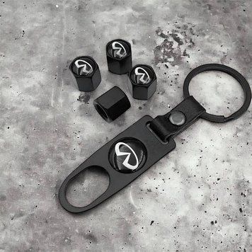 Захисні ковпачки на ніпеля INFINITI + брелок (чорні)