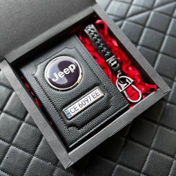 Подарунковий набір JEEP Обкладинка для документів + шкіряний брелок