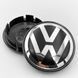 Ковпачки (заглушки) на литі диски VW (Фольксваген) 77 мм Хром лого, Чорна база 1шт