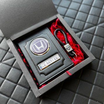Подарунковий набір HONDA Обкладинка для документів + шкіряний брелок