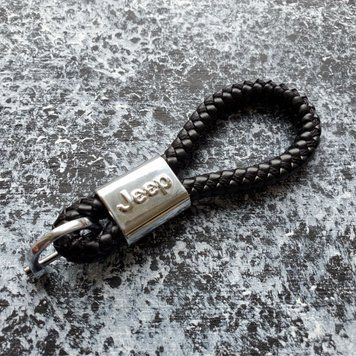 Кожаный брелок с логотипом JEEP цвет Черный
