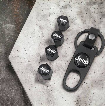 Защитные колпачки на ниппеля JEEP + брелок (чорні)