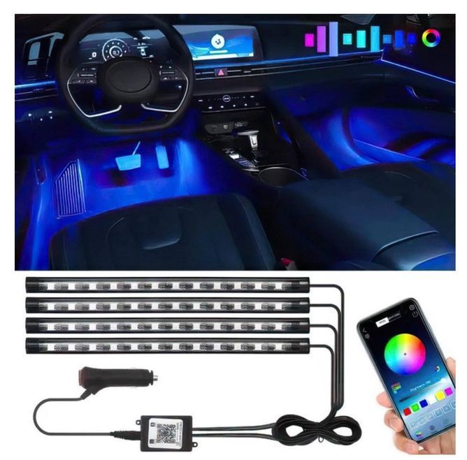 Автомобільне Bluetooth різнокольорове підсвічування салону автомобіля RGB