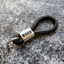 Шкіряний брелок з логотипом AUDI колір Чорний