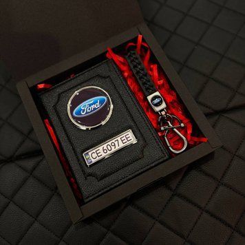 Подарунковий набір FORD Обкладинка для документів + шкіряний брелок