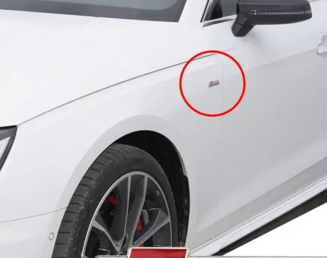 Металевий шильдик Audi S line &mdash; для бокової частини кузова