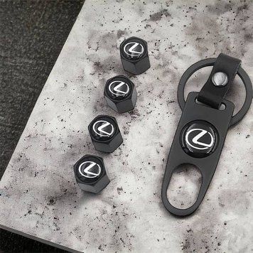 Захисні ковпачки на ніпеля LEXUS + брелок (чорні)