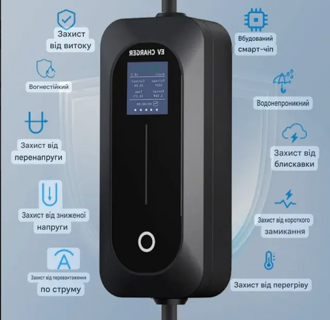 Зарядное устройство Ev Charger для электромобилей Type 1, 16 A, 3.5 кВт, 1-фазное