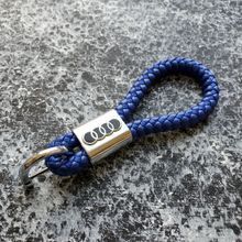 Шкіряний брелок з логотипом AUDI колір Синій