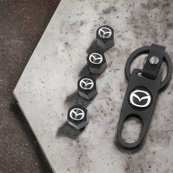 Защитные колпачки на ниппеля MAZDA  + брелок (чорні)