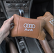Набір із двох подушок на підголівник Audi, з натуральної коричневої шкіри