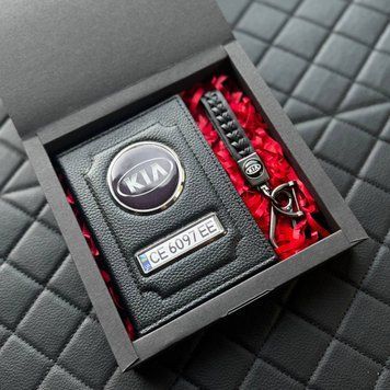 Подарунковий набір KIA Обкладинка для документів + шкіряний брелок